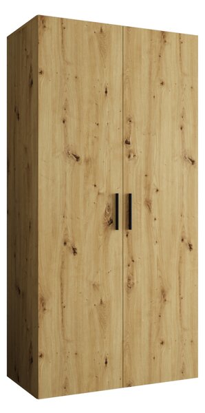 Prostorná šatní skříň HELMA 1 100 cm - dub artisan / černé úchyty