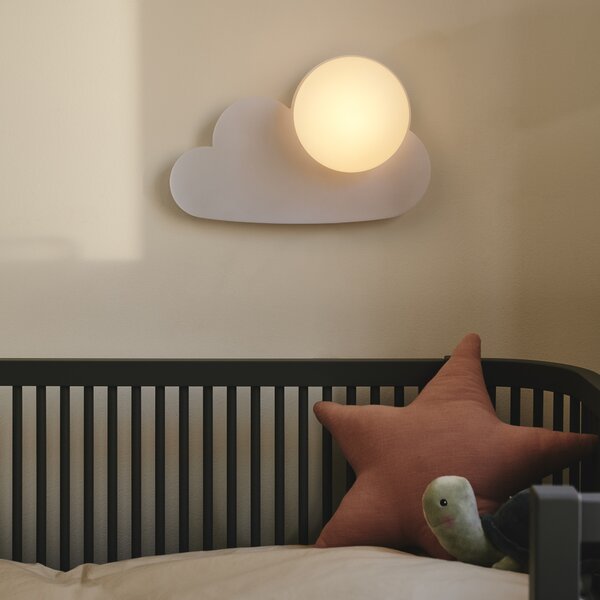 Nordlux 2312971001 Skyku, bílá nástěnná lampa obláček s vypínačem 1xE14, šířka 37cm