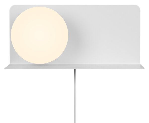 Nordlux 2312931001 Lilibeth, bílá nástěnná lampa s poličkou a vypínačem 1xE14, šířka 35cm