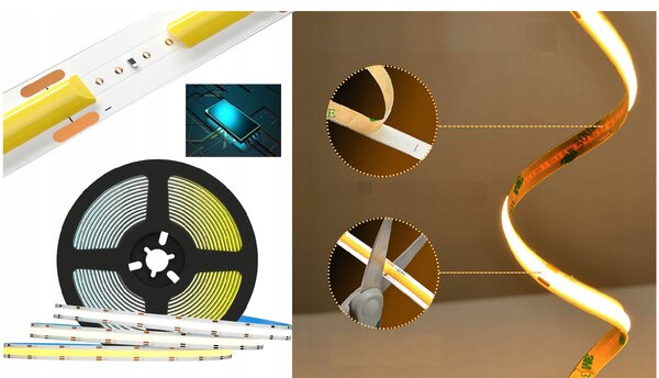 BERGE LED pásek COB Neon 12V - 528D - 15W/m - IP20 - 1650lm - 5m - neutrální barva
