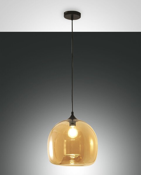 Fabas 3490-40-125 Maia, závěsné svítidlo z jantarového skla, 1x60W E27, prům. 31cm