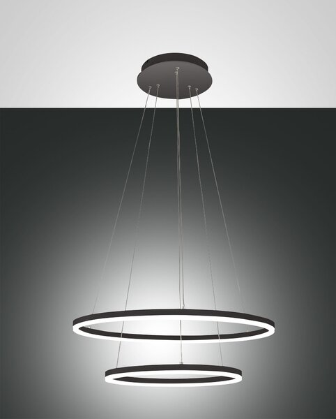 Fabas 3508-45-101 Giotto, dvojkruhové svítidlo pro zavěšení, 56W LED 3000K, černá, prům. 60cm