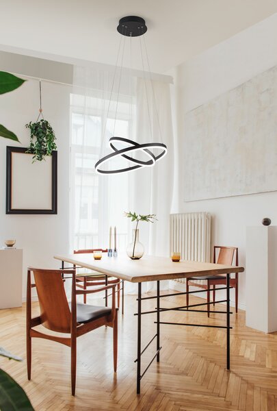 Fabas 3508-45-101 Giotto, dvojkruhové svítidlo pro zavěšení, 56W LED 3000K, černá, prům. 60cm