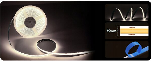 BERGE LED pásek COB Neon 24V - 528D - 15W/m - IP20 - 1650lm - 5m - studená barva