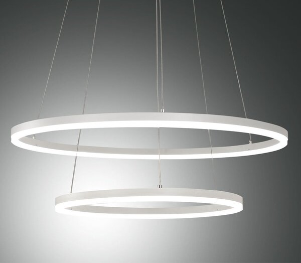 Fabas 3508-45-102 Giotto, dvojkruhové svítidlo pro zavěšení, 56W LED 3000K, bílá, prům. 60cm