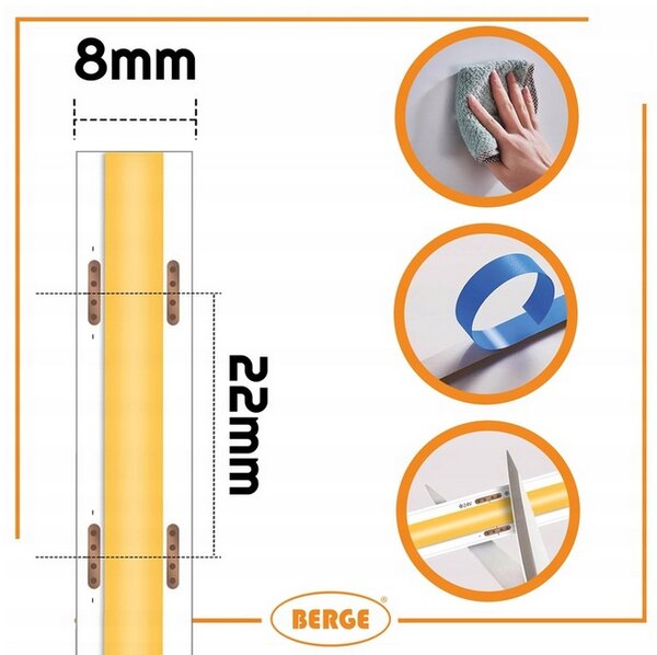 BERGE LED pásek COB Neon 12V - 480D - 9W/m - IP20 - 5m - 990lm - teplá barva