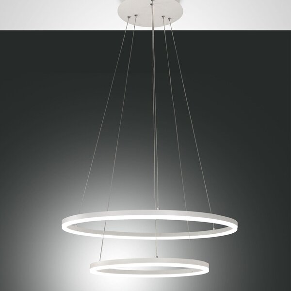 Fabas 3508-45-102 Giotto, dvojkruhové svítidlo pro zavěšení, 56W LED 3000K, bílá, prům. 60cm