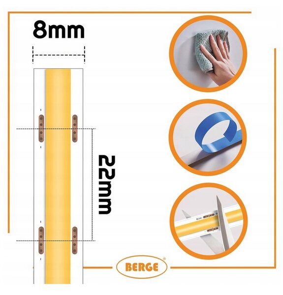 BERGE LED pásek COB Neon 12V - 480D - 9W/m - IP20 - 990lm - 5m - studená barva