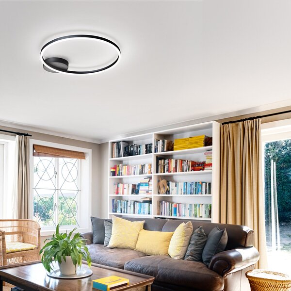 Fabas 3508-61-101 Giotto, kruhové svítidlo pro přisazení, 36W LED 3000K, černá, prům. 60cm