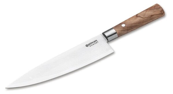 Böker - Damaškový kuchyňský nůž DAMAST OLIVE 21,2 cm olivové dřevo