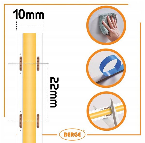 BERGE LED pásek COB Neon 12V - 528D - 15W/m - IP20 - 5m - 1650lm - teplá barva