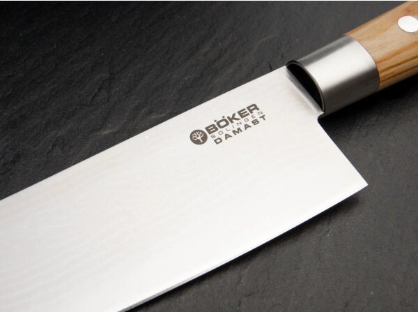 Böker - Damaškový kuchyňský nůž DAMAST OLIVE 21,2 cm olivové dřevo