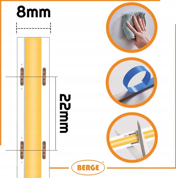 BERGE LED pásek COB Neon 12V - 528D - 15W/m - IP20 - 5m - 1650lm - teplá barva