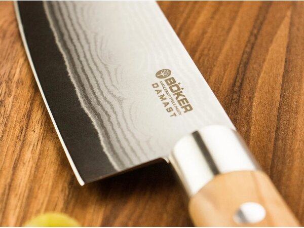 Böker - Damaškový kuchyňský nůž DAMAST OLIVE 21,2 cm olivové dřevo
