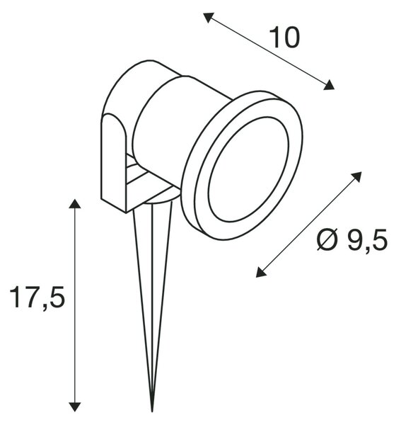 SLV 227418 Nautilus Spike, venkovní svítidlo s trnem, 1x GU10 max. 35 W, vč. kabelu 1,5 m se zástrčkou