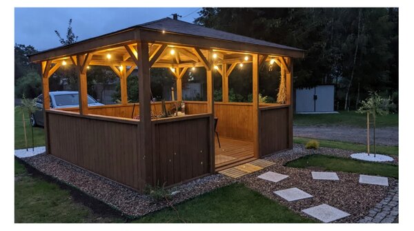 BERGE Zahradní girlanda 15m + 16x 1W LED žárovka