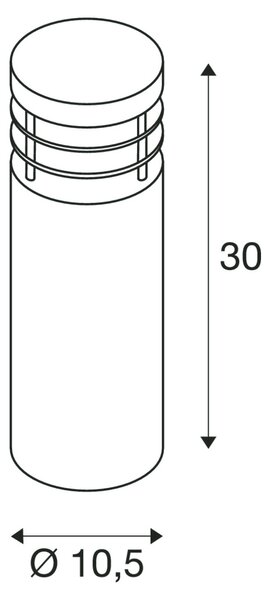 SLV 230063 Vap Slim 30, venkovní sloupek, 1x E27 max. 20 W, kartáčovaná nerez, výška 30cm, IP44