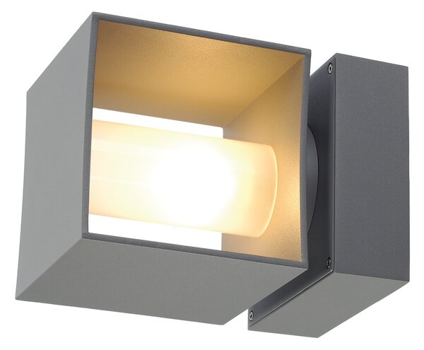 SLV 1000335 Square Turn, venkovní nástěnné svítidlo, 1x G9 max. 42 W, stříbrošedé, rozměr 12x12cm, IP44