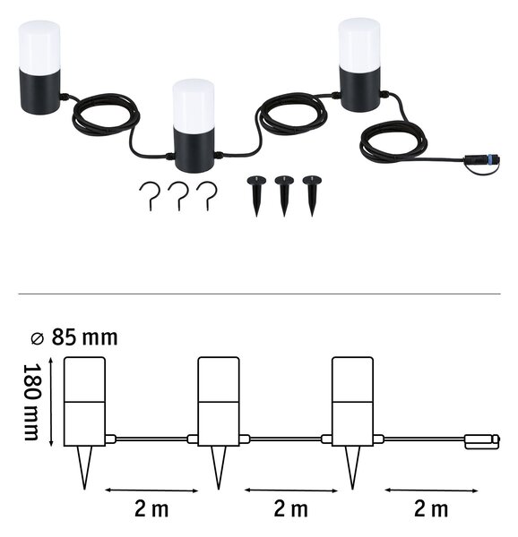Paulmann 94761 Plug&Shine Tubs, venkovní univerzální rětěz 3xE14, IP44