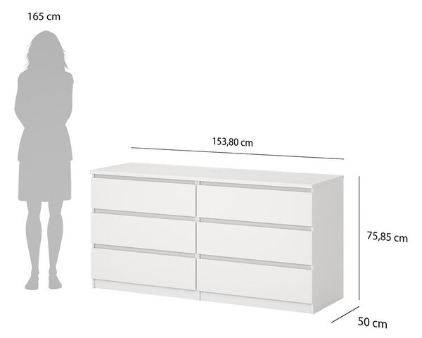 Bílá komoda 154x76x50 cm Naia – Tvilum