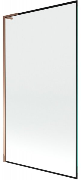 Mexen Next L, 1-křídlová vanová zástěna 100 x 150 cm, 6mm čiré sklo-černý vzor, ​​růžové zlato profil, 895-100-000-03-70-60