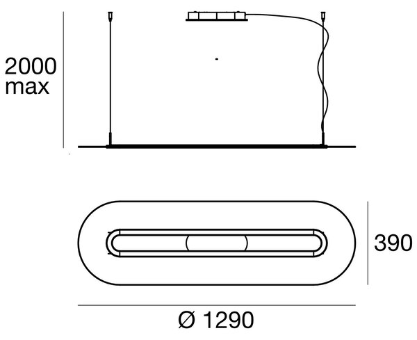 Stilnovo 8491 8491 Opti-line, závěsné svítidlo 47W LED 3000K stmívatelné phase-cut, leštěný hliník, délka 129cm