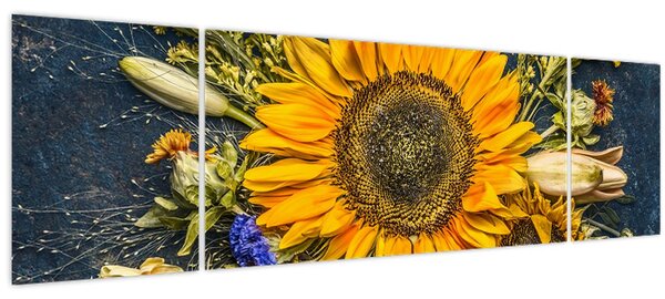 Obraz - Podzimní květiny (170x50 cm)