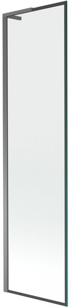 Mexen Next L, 1-křídlová vanová zástěna 50 x 150 cm, 6mm čiré sklo-černý vzor, ​​grafitový profil, 895-050-000-03-70-95