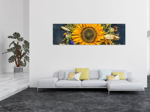 Obraz - Podzimní květiny (170x50 cm)