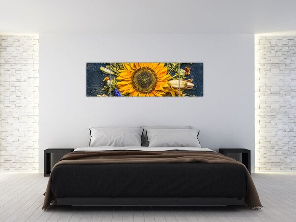 Obraz - Podzimní květiny (170x50 cm)