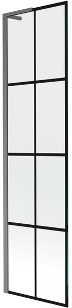 Mexen Next L, 1-křídlová vanová zástěna 50 x 150 cm, 6mm čiré sklo-černý vzor, ​​grafitový profil, 895-050-000-03-77-66