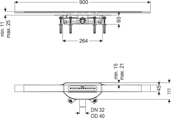 Kessel Linearis Infinity sprchový odtok 90 cm černá 45302.09