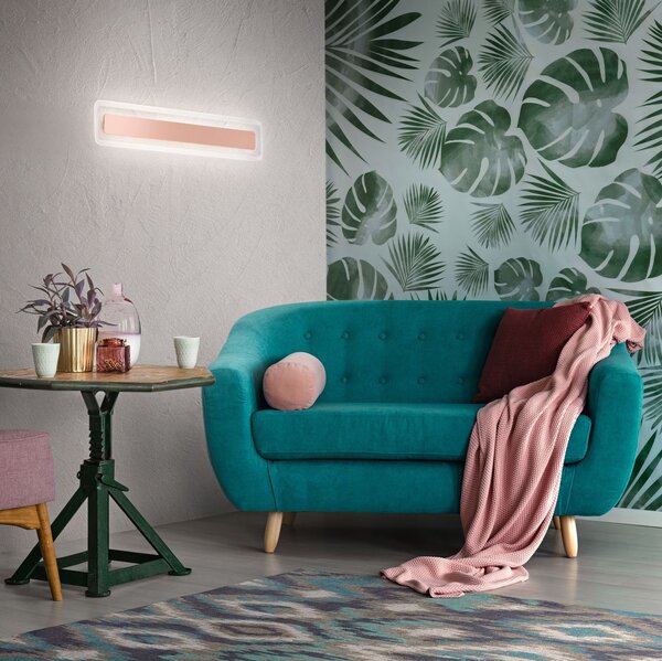 Linea Light 8887 Antille_S, nástěnné svítidlo z pískovaného skla a mědi, 28W LED 3000K, délka 61,4cm