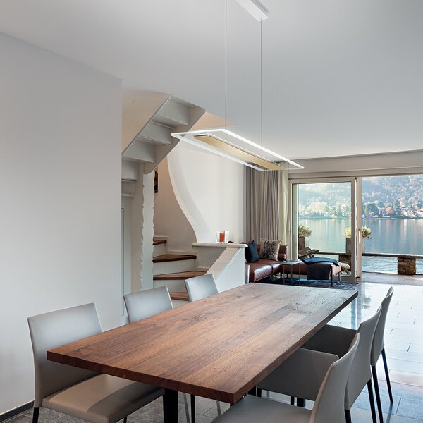Linea Light 8939 Antille_P, závěsné svítidlo z pískovaného skla a zlatého kovu, 44W LED 3000K, délka 95cm