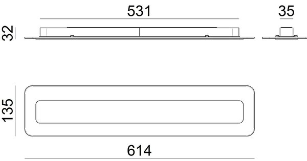 Linea Light 8887 Antille_S, nástěnné svítidlo z pískovaného skla a mědi, 28W LED 3000K, délka 61,4cm