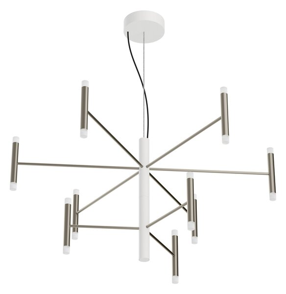 Linea Light 9750 Perla_P9, bílý moderní lustr, 40W LED 3000K DALI, 87x100cm