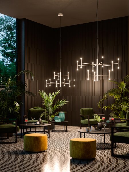 Linea Light 9753 Perla_P9, černo-zlatý moderní lustr, 40W LED 3000K DALI, 87x100cm