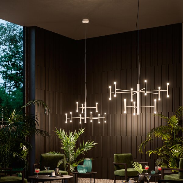 Linea Light 9753 Perla_P9, černo-zlatý moderní lustr, 40W LED 3000K DALI, 87x100cm