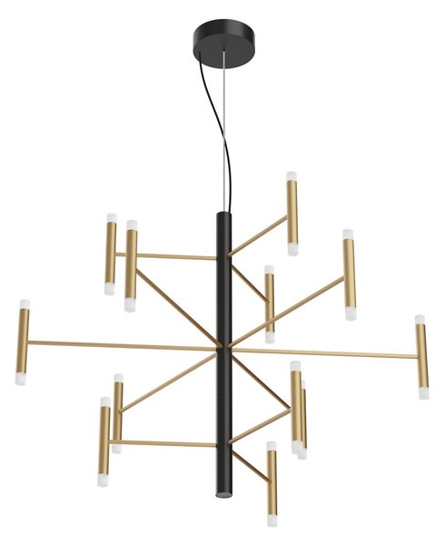 Linea Light 9758 Perla_P12, černo-zlatý moderní lustr, 59W LED 3000K DALI, 87x100cm