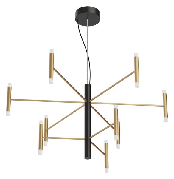 Linea Light 9753 Perla_P9, černo-zlatý moderní lustr, 40W LED 3000K DALI, 87x100cm