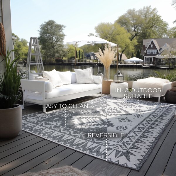 ELLE Decoration, Kusový koberec Gemini 106018 Silver z kolekce Elle – na ven i na doma, 120x170, šedá, chodba / předsíň
