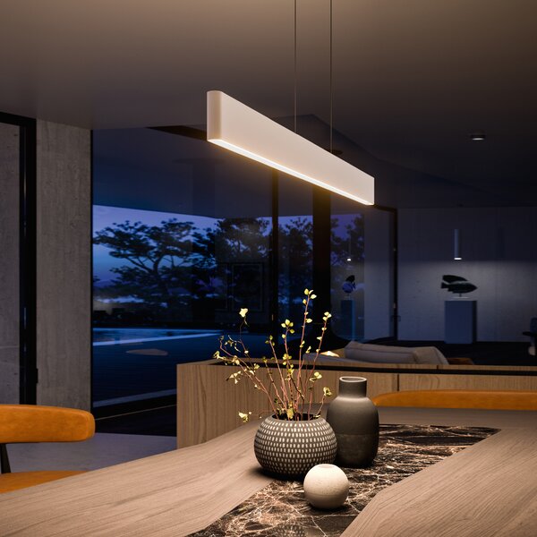 Linea Light 9195 Satori_P, bílé závěsné svítidlo se svícením nahoru/dolu, 25W LED 3000K stmívatelné DALI/PUSH, délka 86cm