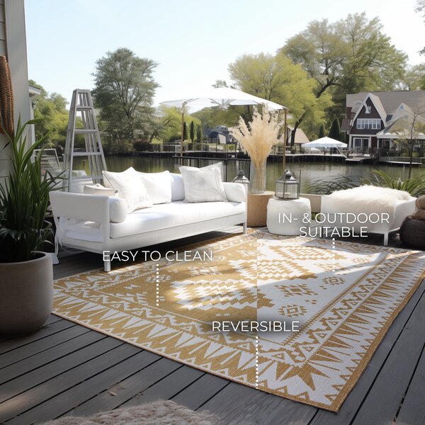 ELLE Decoration, Kusový koberec Gemini 106022 Ochre z kolekce Elle – na ven i na doma, 120x170, žlutá, chodba / předsíň