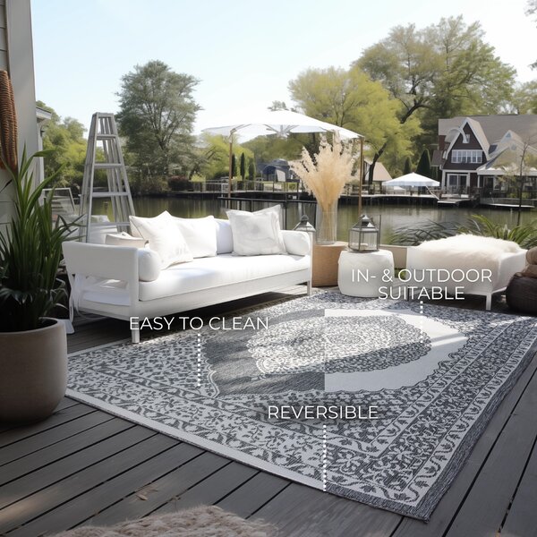 ELLE Decoration, Kusový koberec Gemini 106023 Silver z kolekce Elle – na ven i na doma, 120x170, šedá, chodba / předsíň