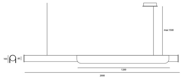 ZAHO Závěsné LED svítidlo ZUZU 80, d. 200 cm, 60W Barva: Černá, Stmívání, řízení: bez stmívání, Chromatičnost: 3000K