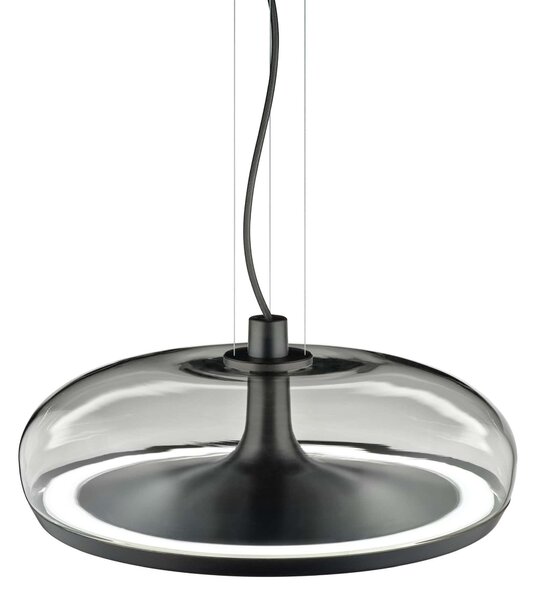 Leucos Aurelia S45 SS, závěsné svítidlo kouřové sklo/matná zbraňová ocel, 11+14W LED 2700K stmívatelné, průměr 45cm