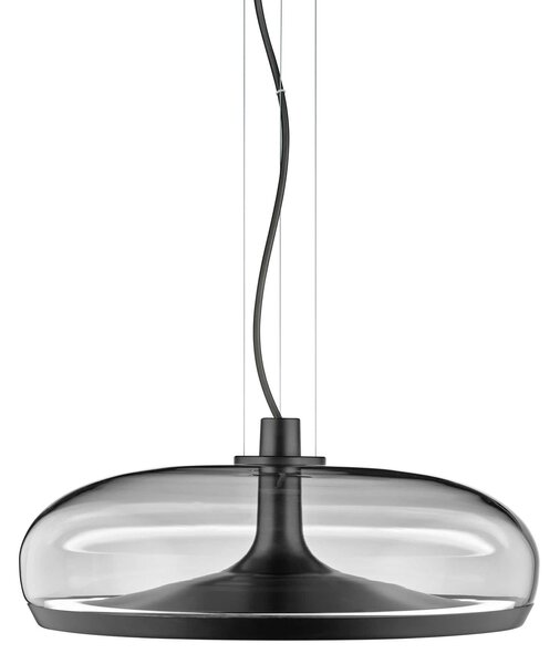 Leucos Aurelia S45 SS, závěsné svítidlo kouřové sklo/matná zbraňová ocel, 11+14W LED 2700K stmívatelné, průměr 45cm