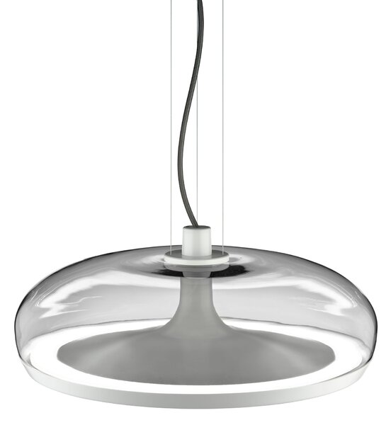 Leucos Aurelia S45 SS, závěsné svítidlo kouřové sklo/bílá, 11+14W LED 2700K stmívatelné, průměr 45cm
