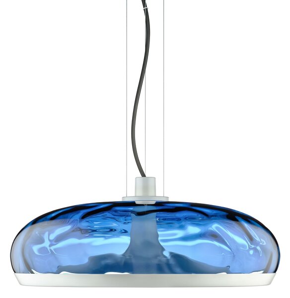 Leucos Aurelia S45 SS, závěsné svítidlo modré sklo s vodním efektem/bílá, 11+14W LED 2700K stmívatelné, průměr 45cm