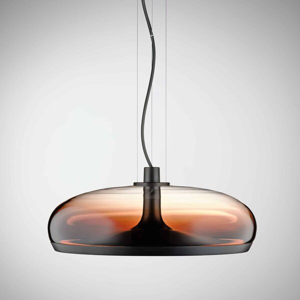 Leucos Aurelia S45 SS, závěsné svítidlo stínované burgunské sklo/matná zbraňová ocel, 11+14W LED 2700K stmívatelné, průměr 45cm